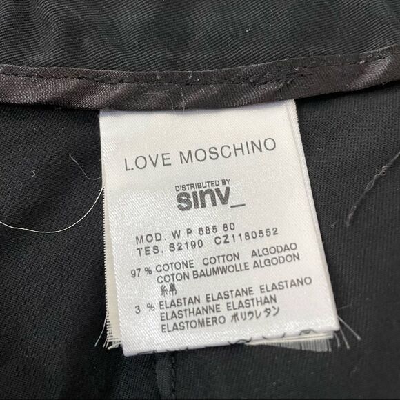 Love Moschino Black Cotton Blend Black  Trousers Sz 4 - Picture 6 of 14